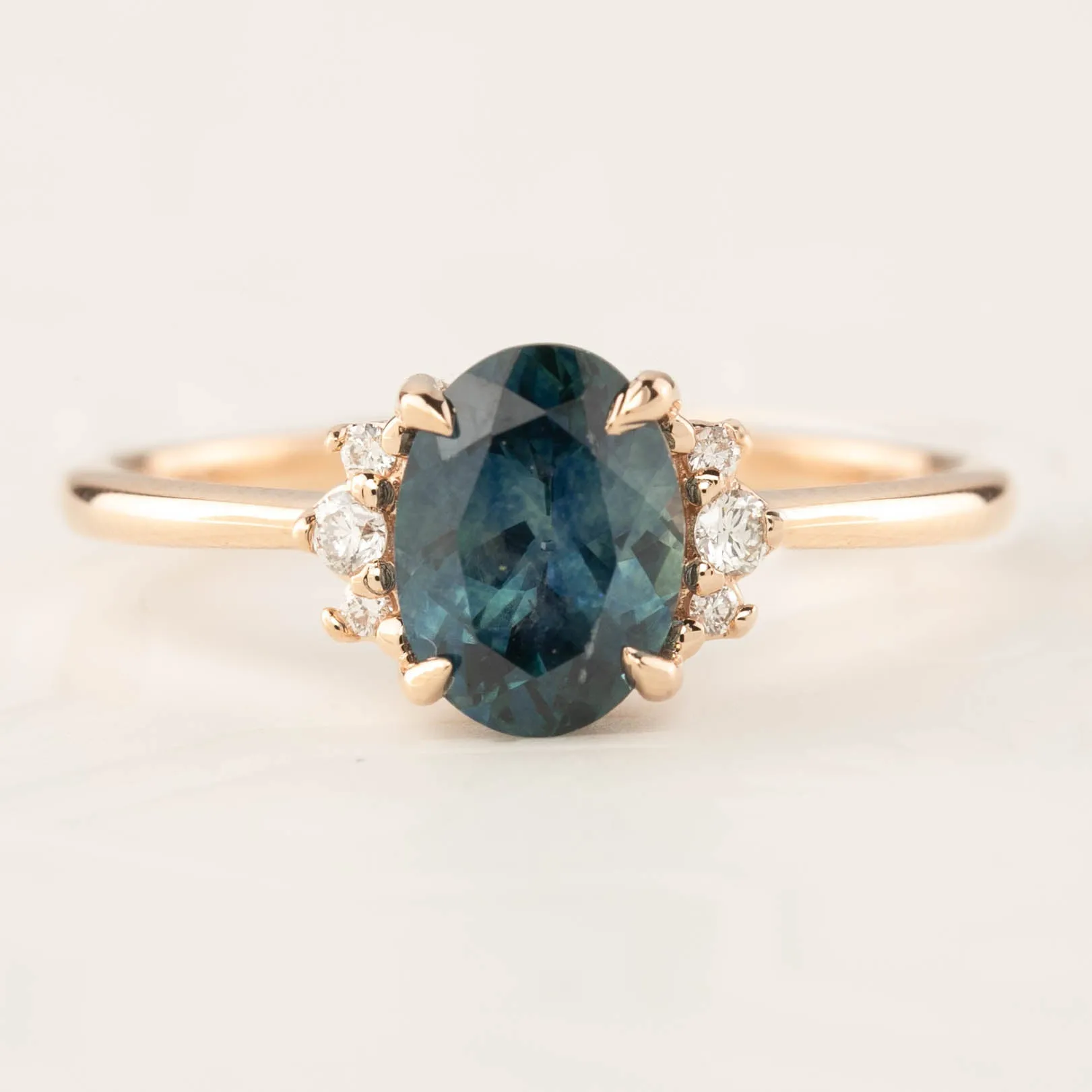 Lena Ring -1.29ct Parti Teal Blue Green Montana Sapphire (One of a kind)