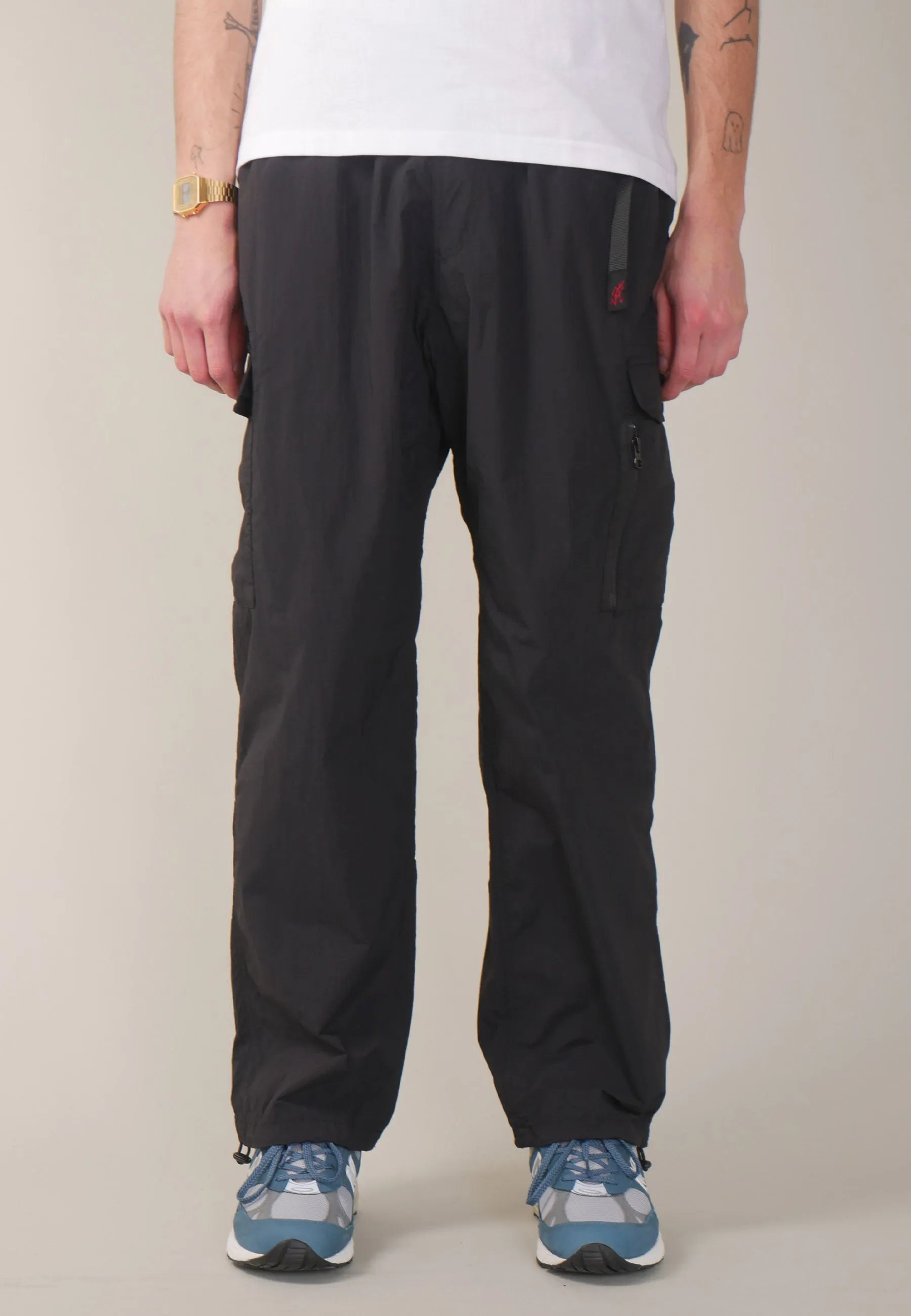 Light Nylon Cargo Pants - black