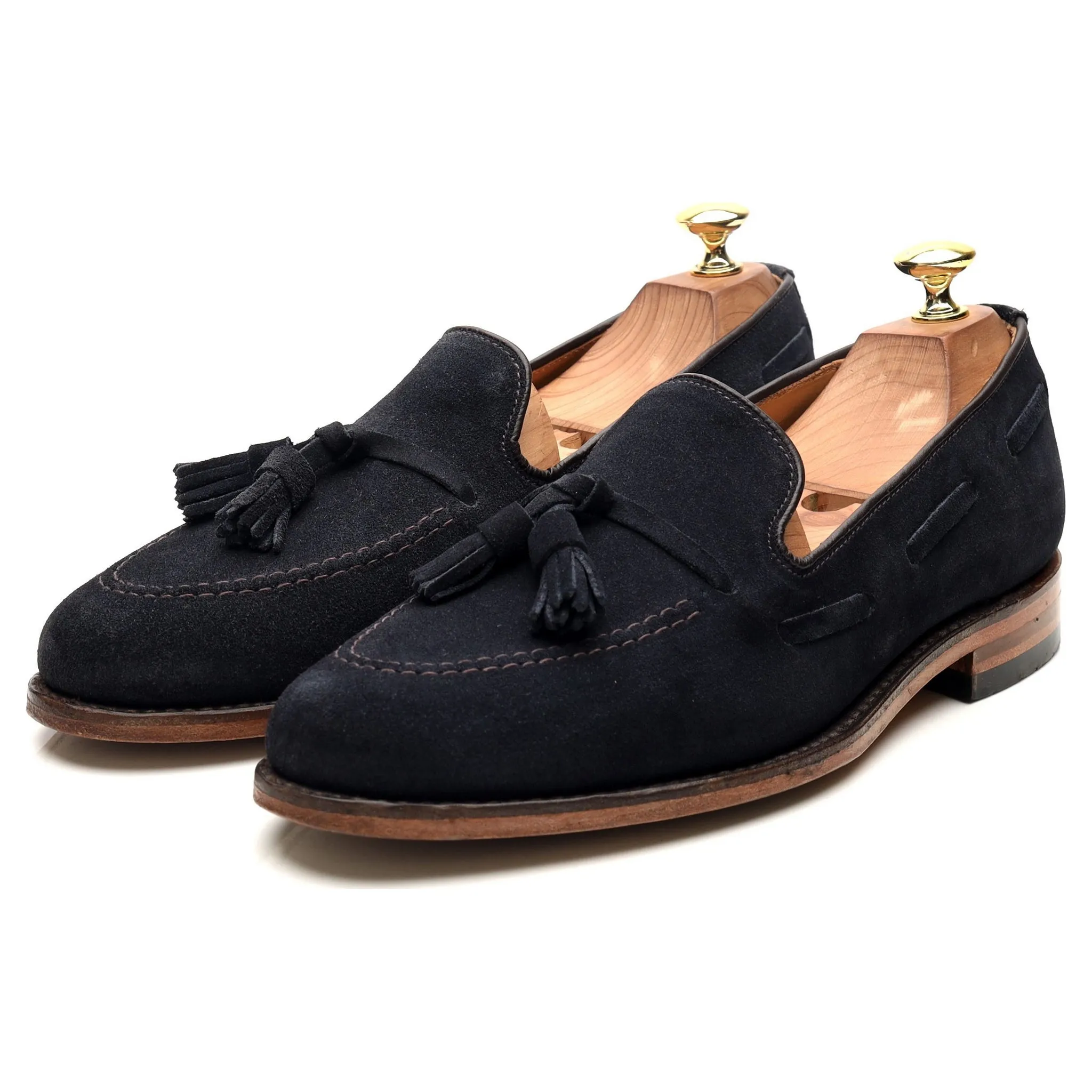 'Lincoln' Navy Blue Suede Tassel Loafers UK 8 F