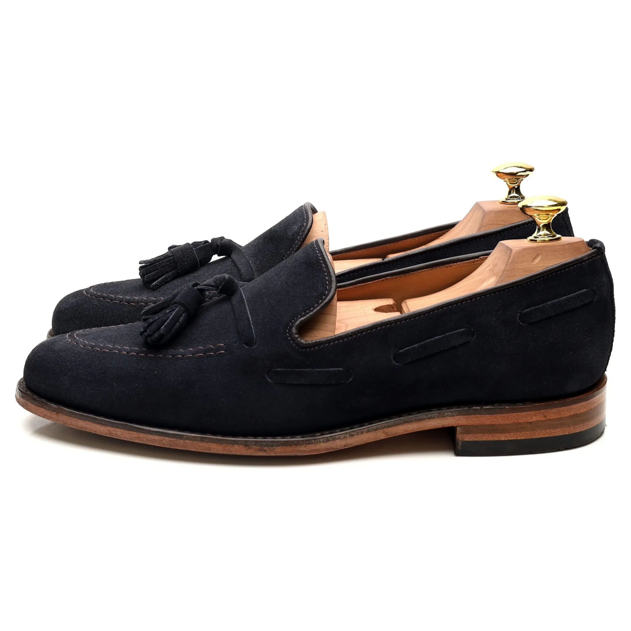 'Lincoln' Navy Blue Suede Tassel Loafers UK 8 F