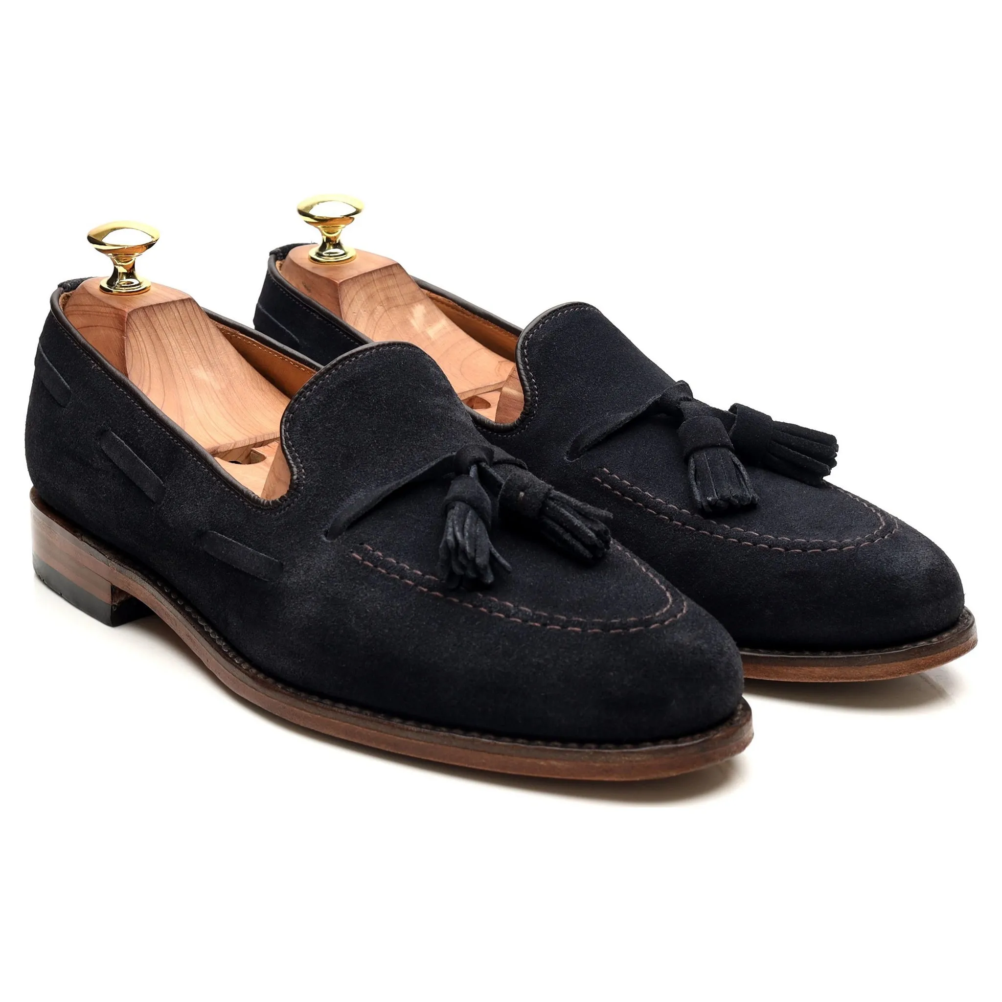 'Lincoln' Navy Blue Suede Tassel Loafers UK 8 F