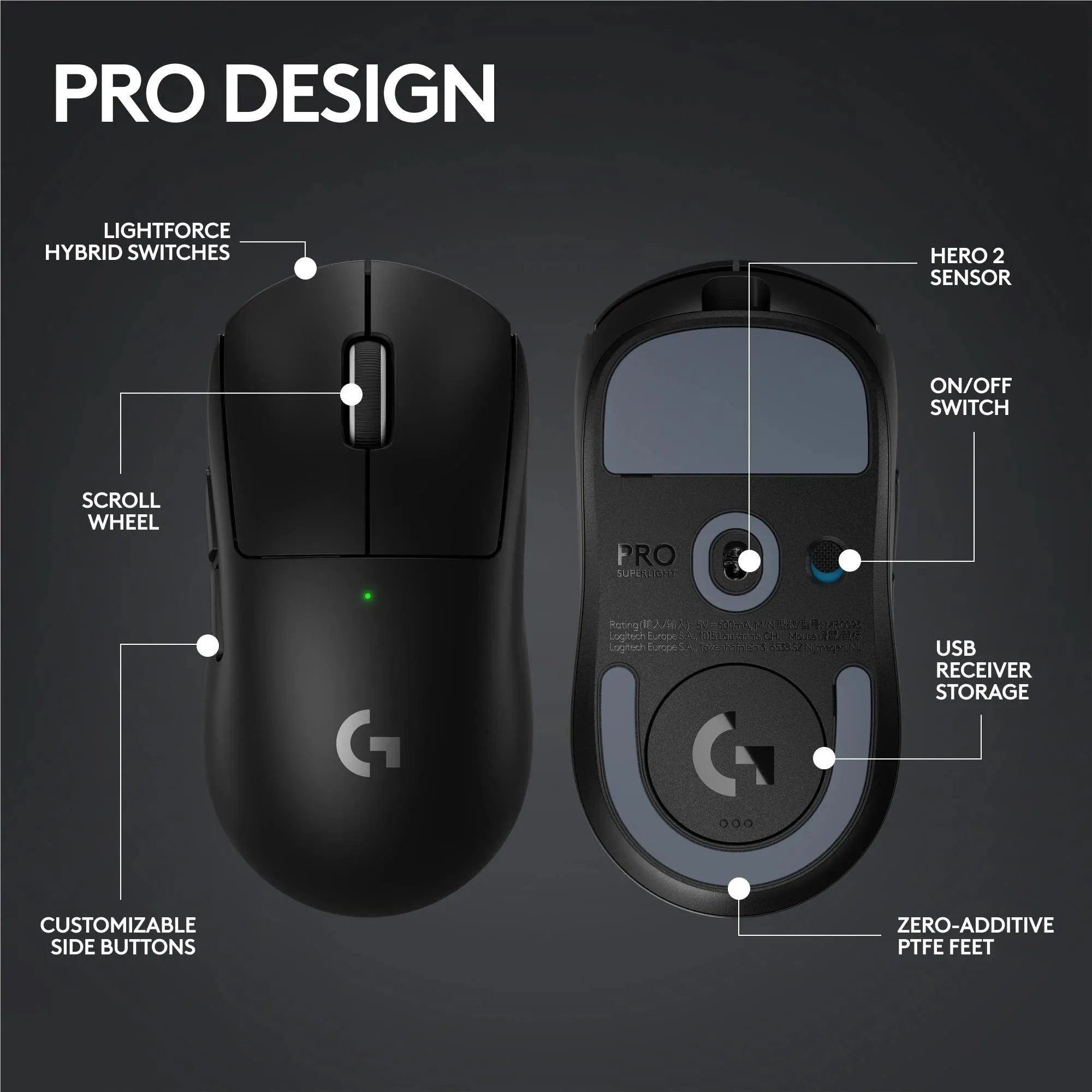 Logitech G PRO X Superlight 2 Lightspeed  Wireless Gaming Mouse Black