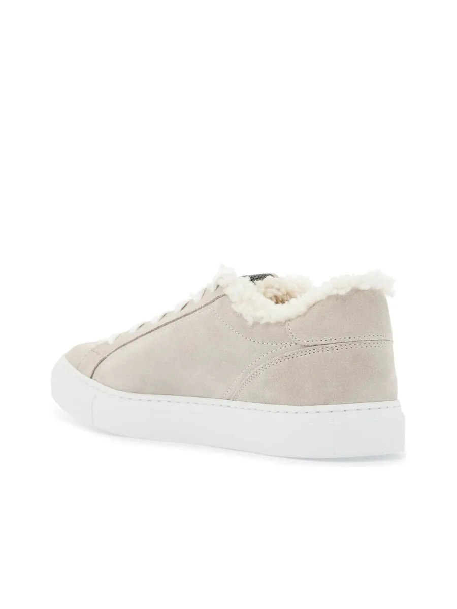 Luxurious Suede Sneakers With Monile Detail