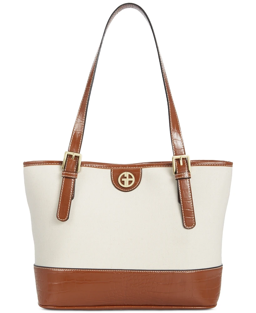 Macy's Giani Bernini Linen Croc-Embossed Tote Bag