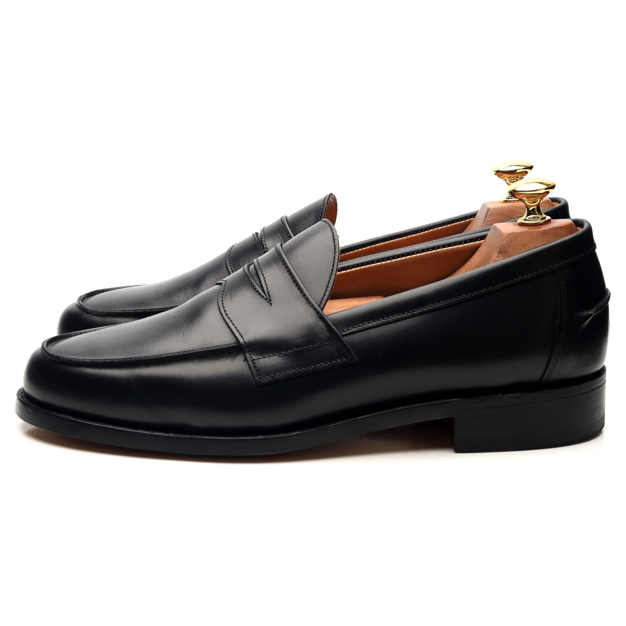 'Madrid' Black Leather Loafers UK 8.5