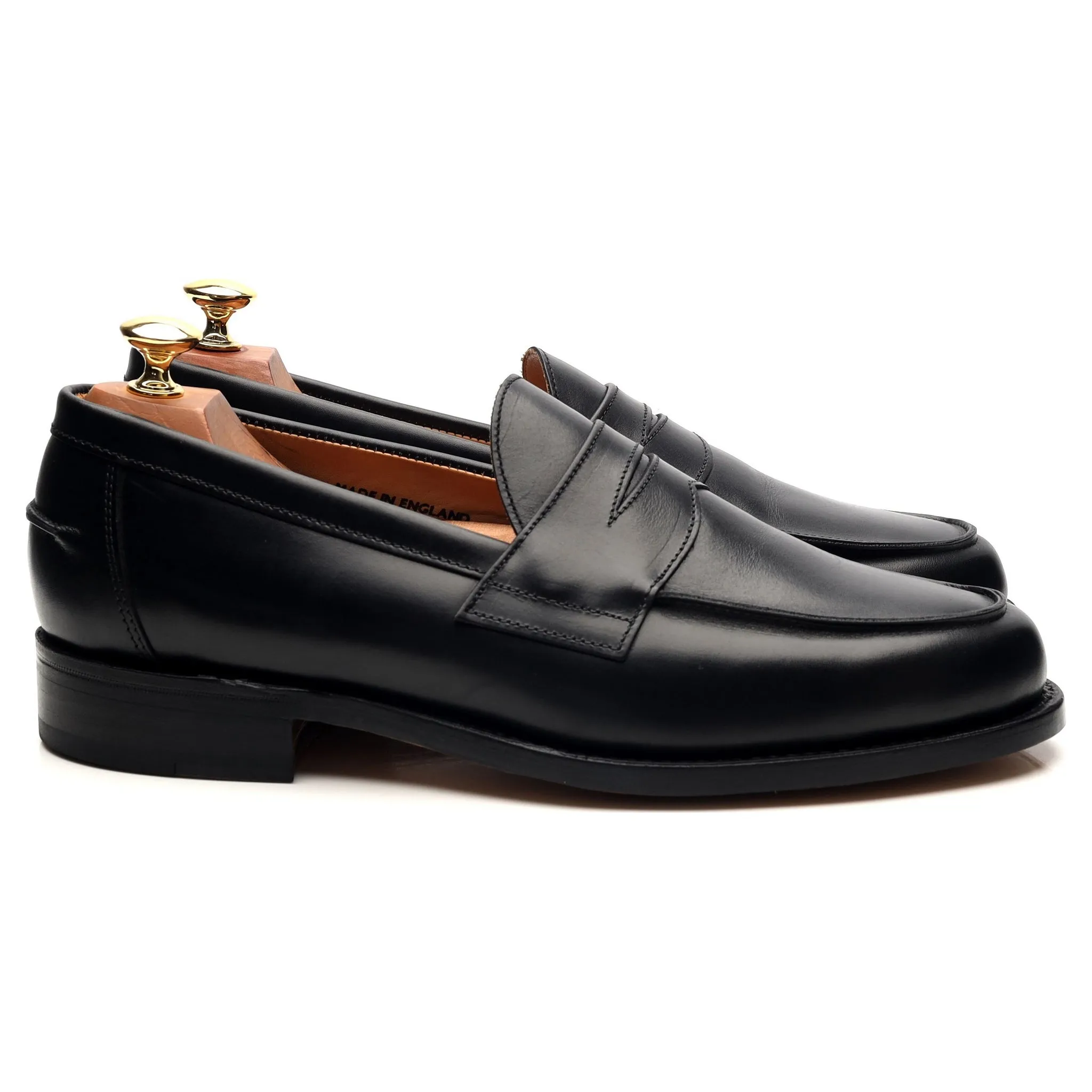 'Madrid' Black Leather Loafers UK 8.5