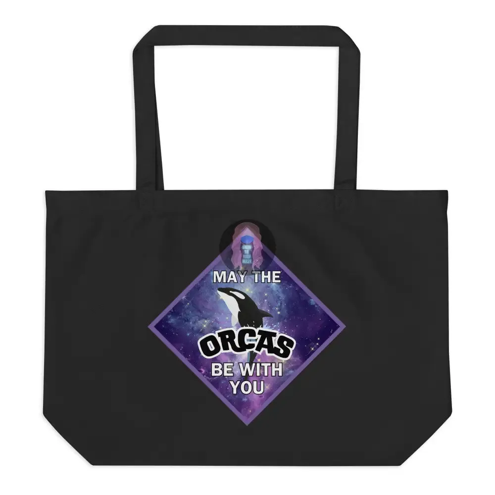 May the Orcas be with you Large organic tote bag