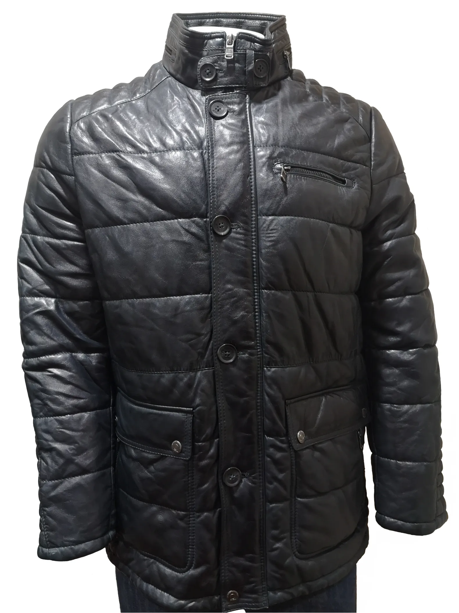 Men's Leather Puffer Jacket: Nicolo