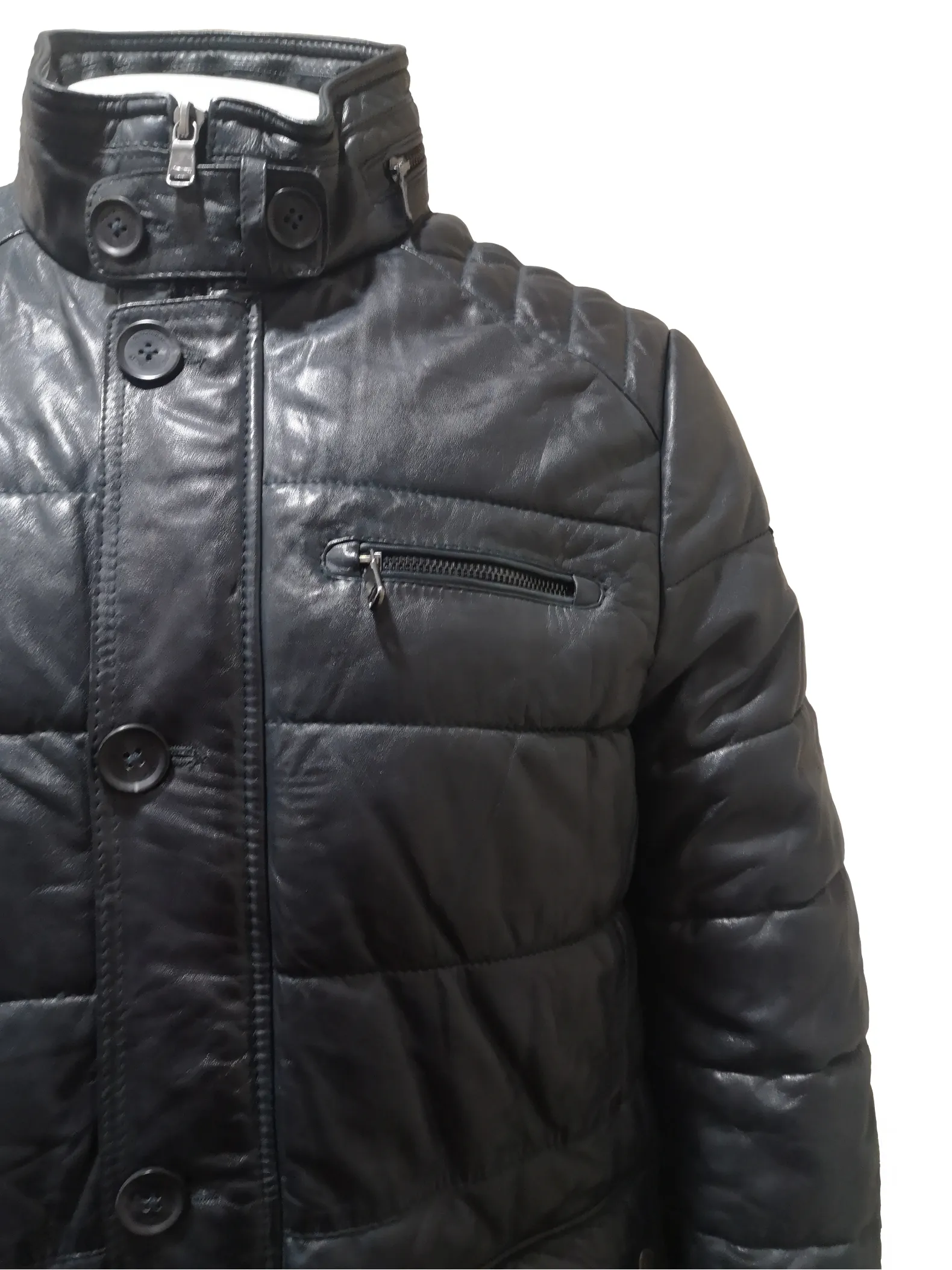 Men's Leather Puffer Jacket: Nicolo