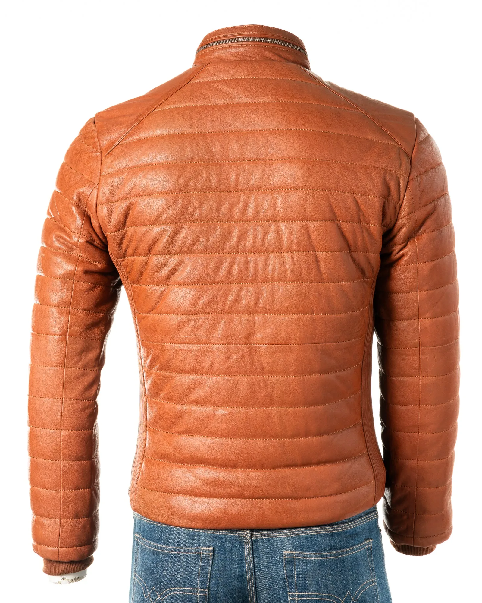 Men's Timber Leather Puffer Jacket: Amerigo