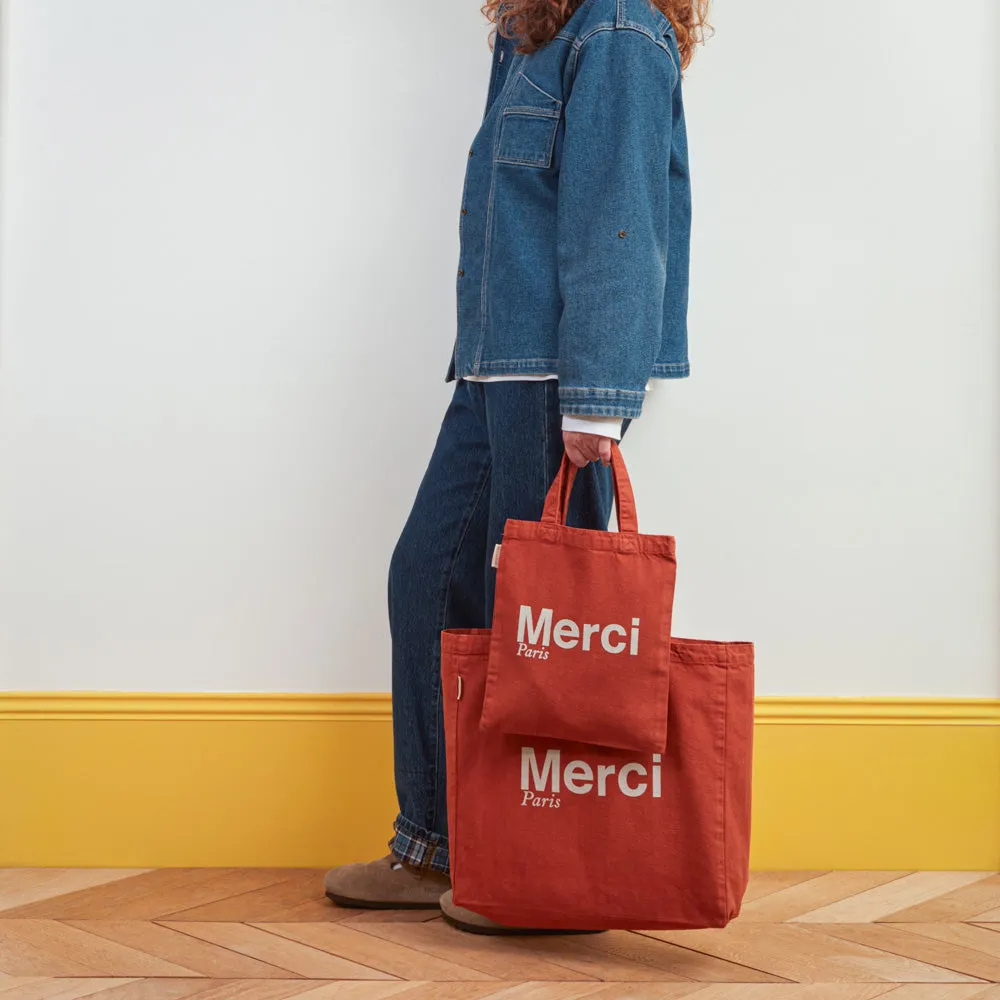    Merci - Cotton Tote Bag - Terracotta & White