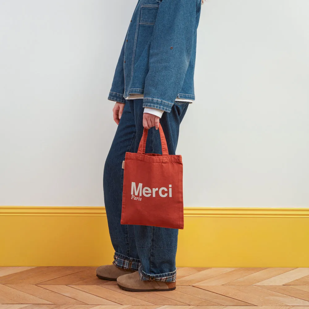    Merci - Cotton Tote Bag - Terracotta & White