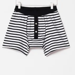 Merz B. Schwanen - Striped Boxer Button Fly Black/White