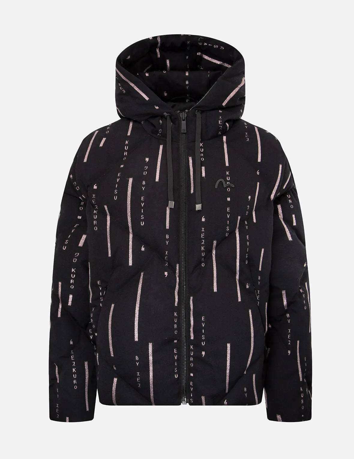 Monogram Metallic Logo Print Down Jacket