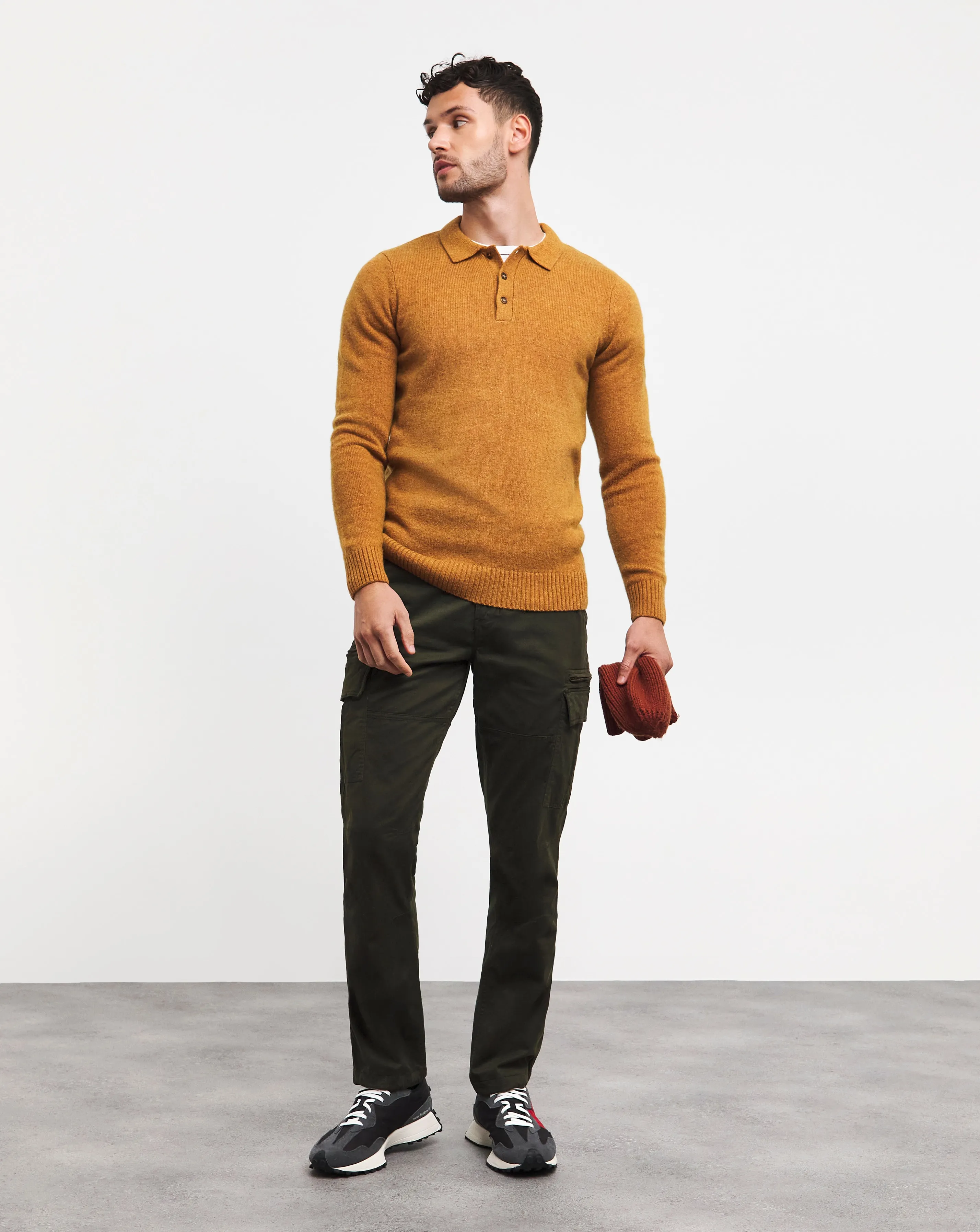 Mustard Lambswool Long Sleeve Polo