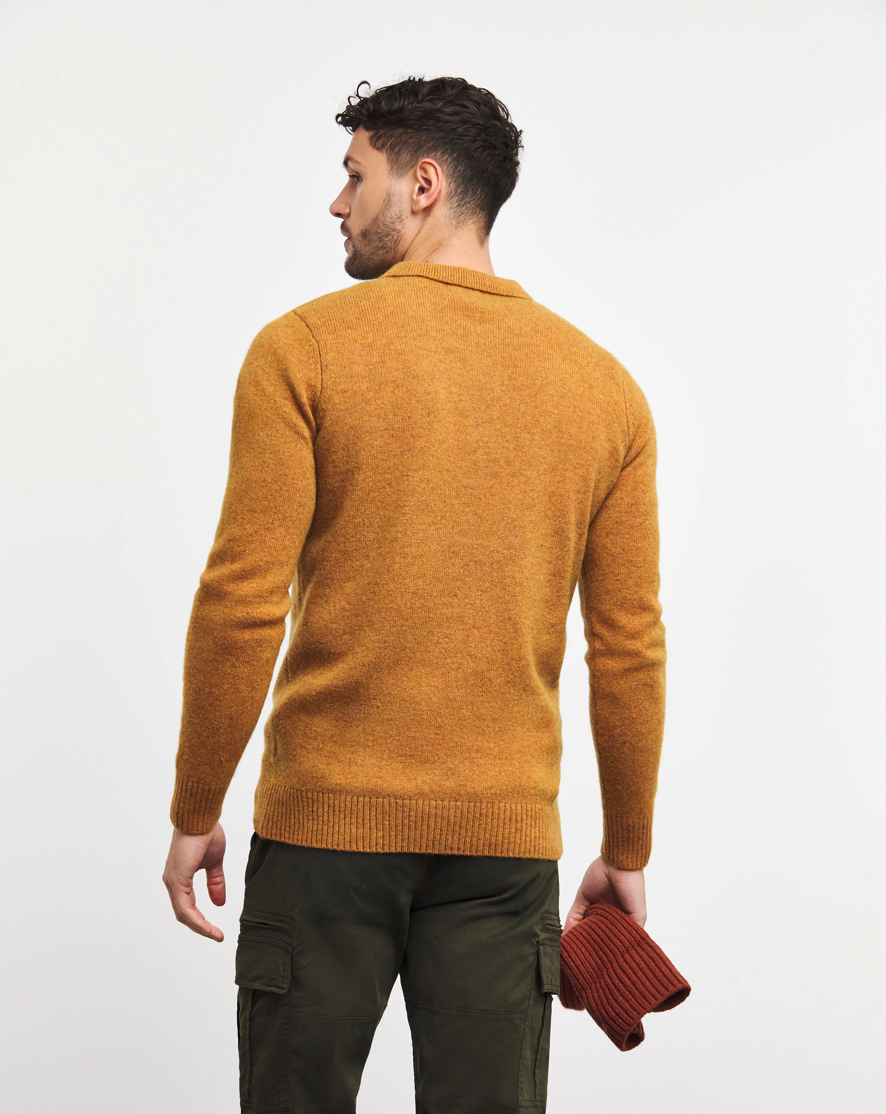 Mustard Lambswool Long Sleeve Polo