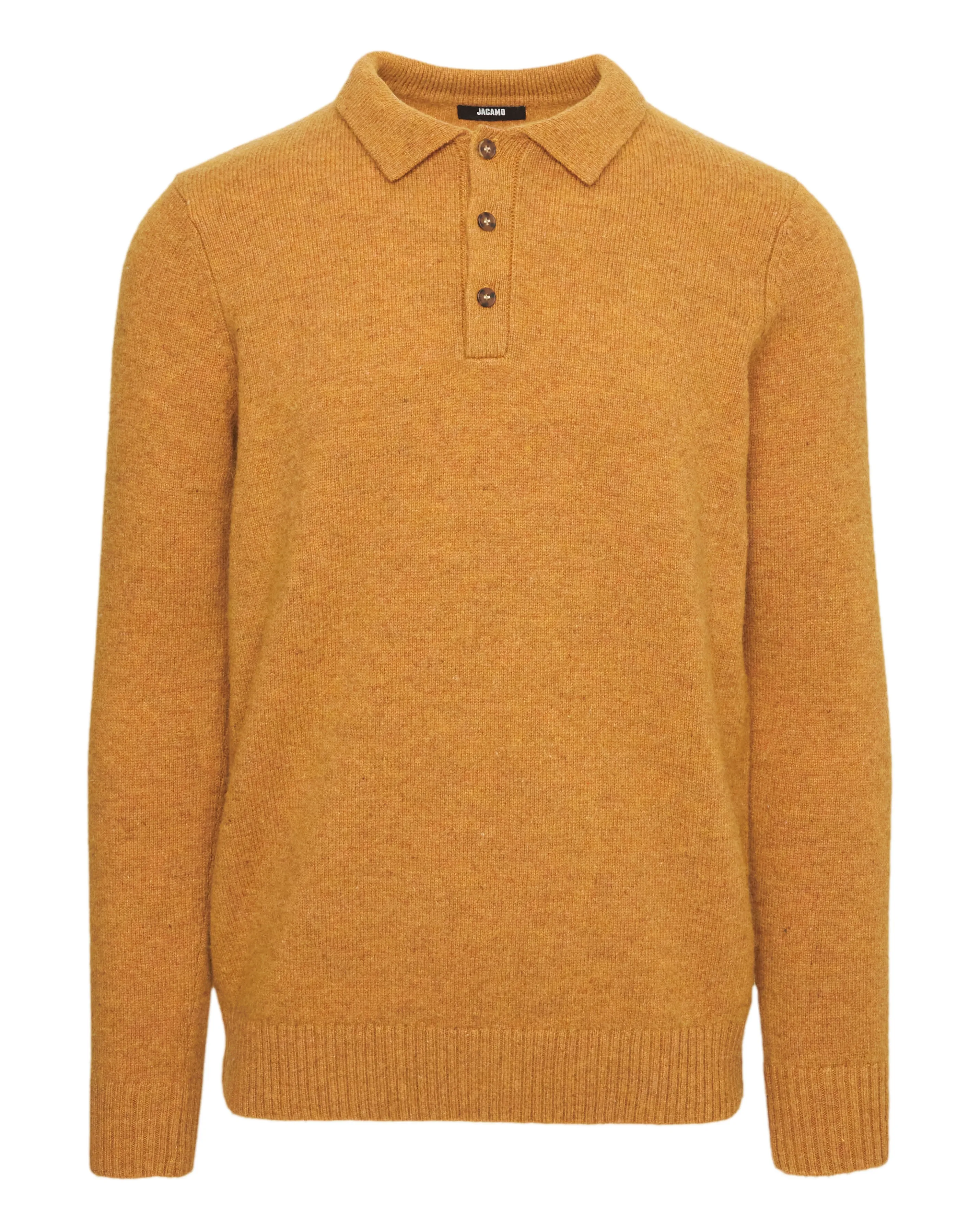 Mustard Lambswool Long Sleeve Polo