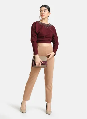 Neck Embellished Batwing Pullover