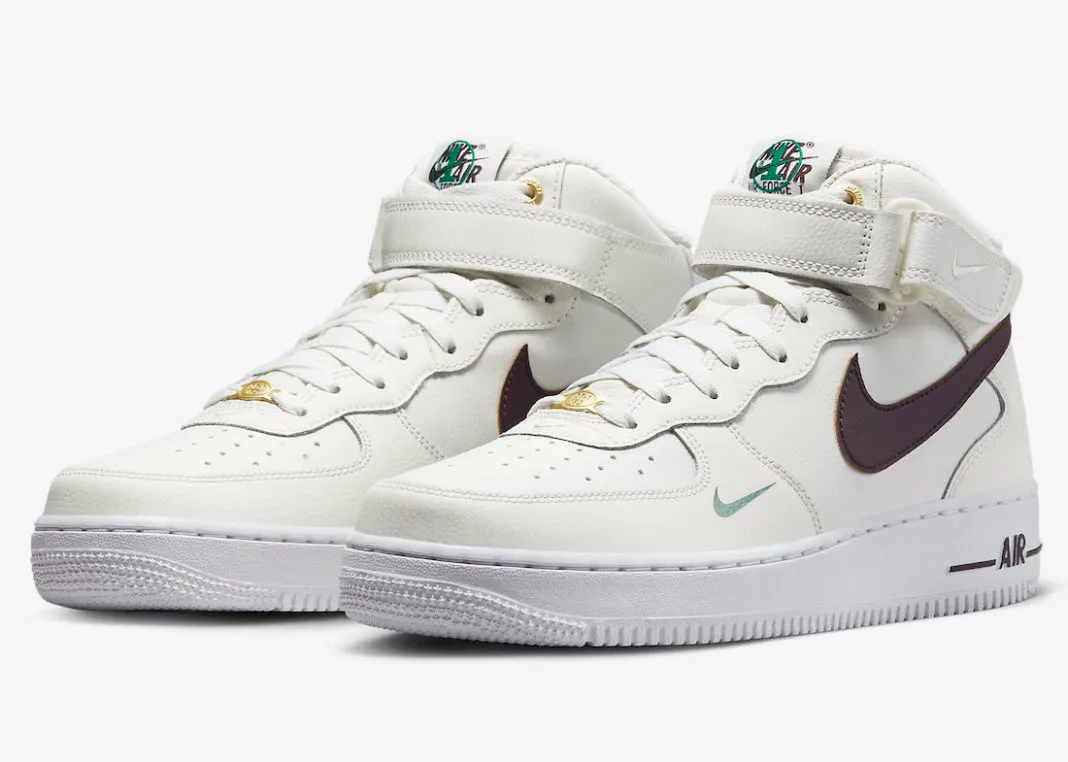 Nike Air Force 1 Mid 40th Anniversary Sail Malachite White Brown Basalt DR9513-100