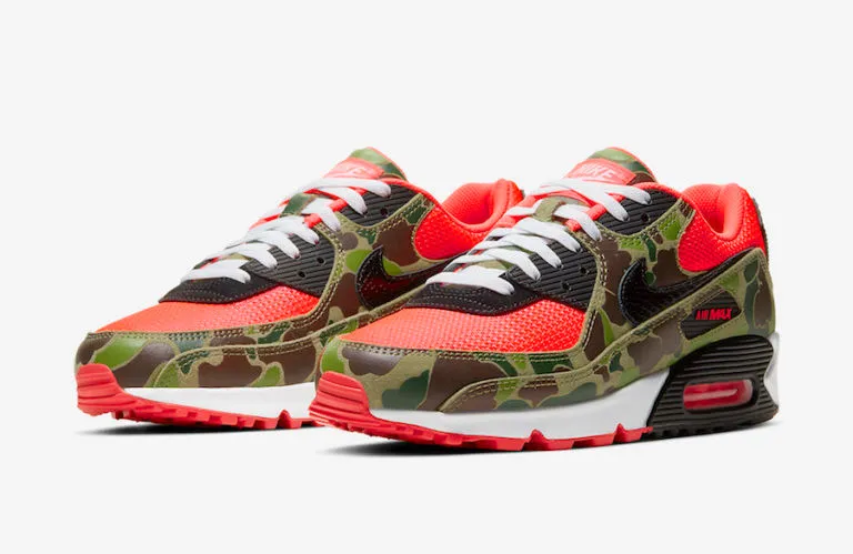 Nike Air Max 90 Reverse Duck Camo Infrared Dark Sage Baroque Brown CW6024-600