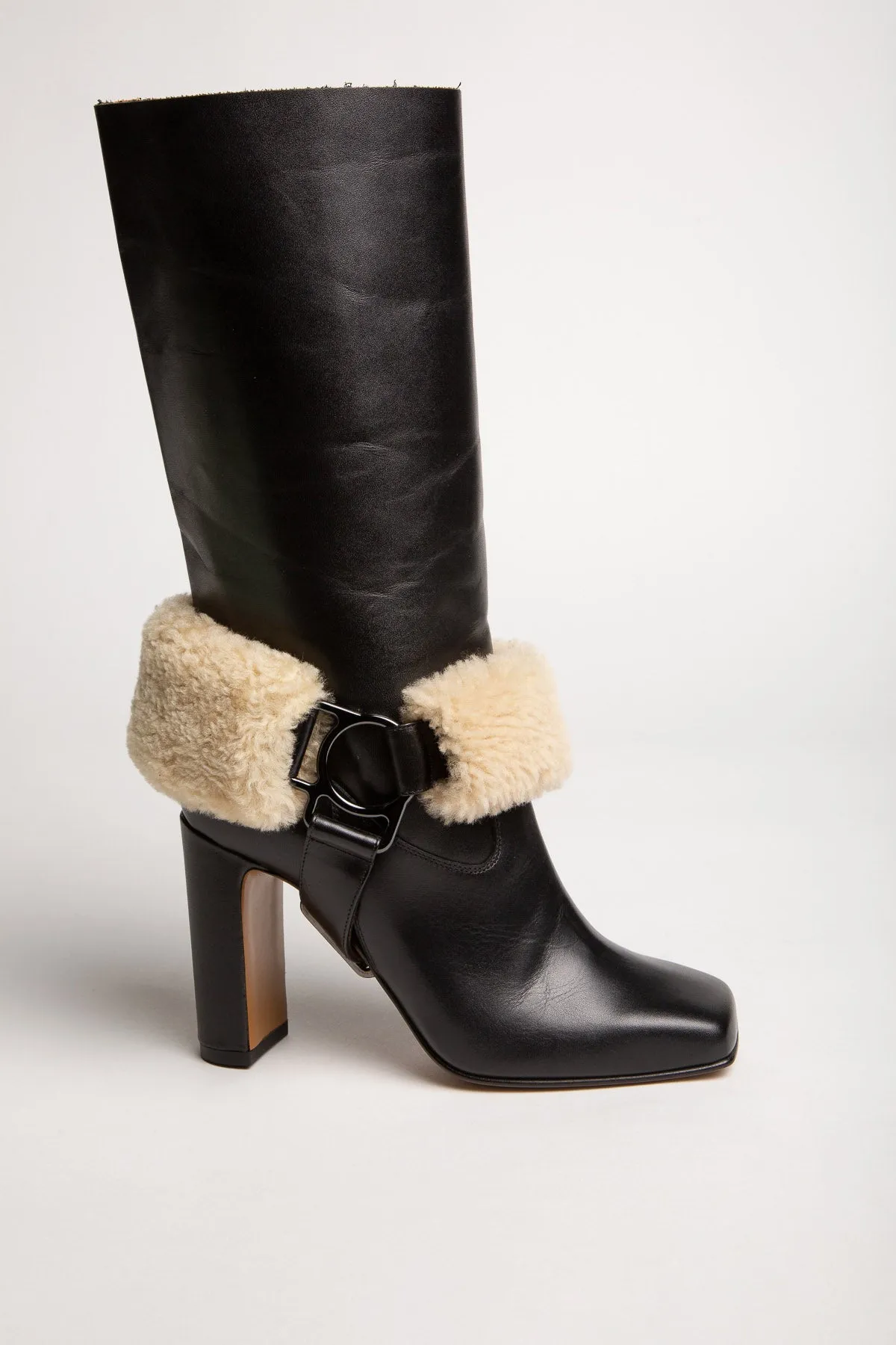 OFF-WHITE | FOR RIDING LEATHER AND SHEARLING BOOTS