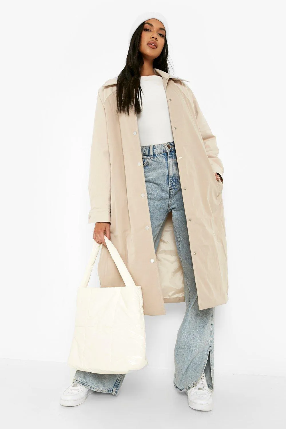 Padded Contrast Trench Coat