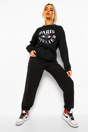 Paris Print Sweater Tracksuit