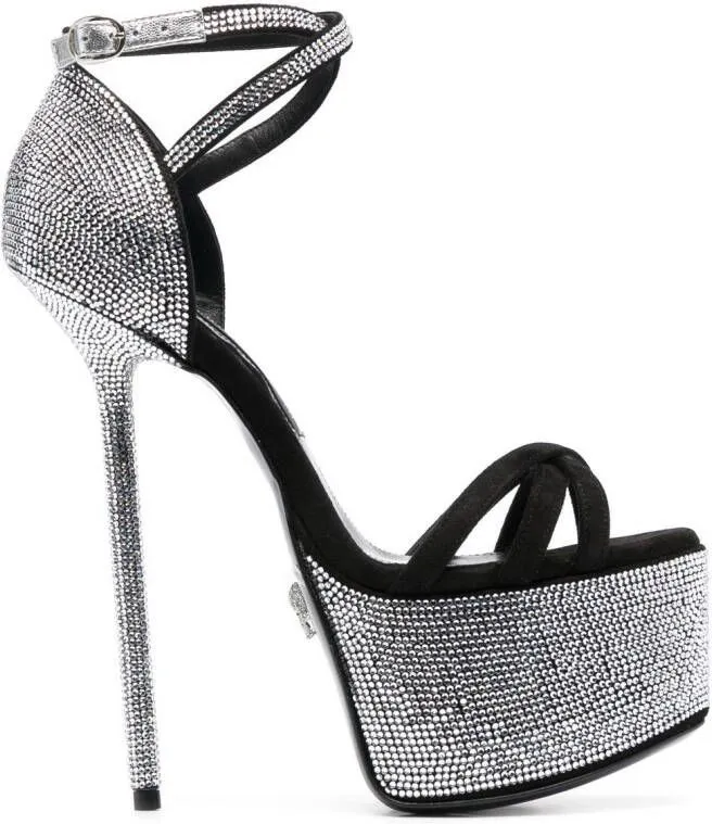 Philipp Plein 160mm crystal-embellished platform sandals White