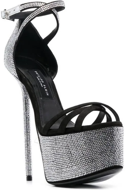 Philipp Plein 160mm crystal-embellished platform sandals White