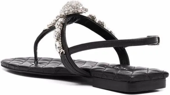 Philipp Plein crystal-skull leather sandals Black