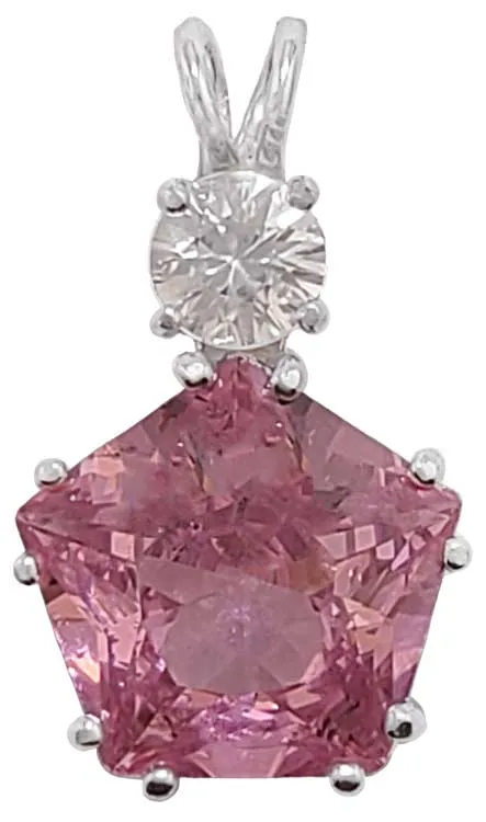 Pink Garnet Star of Venus? with Round Cut White Zircon