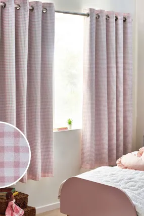 Pink Gingham Eyelet Blackout Curtains