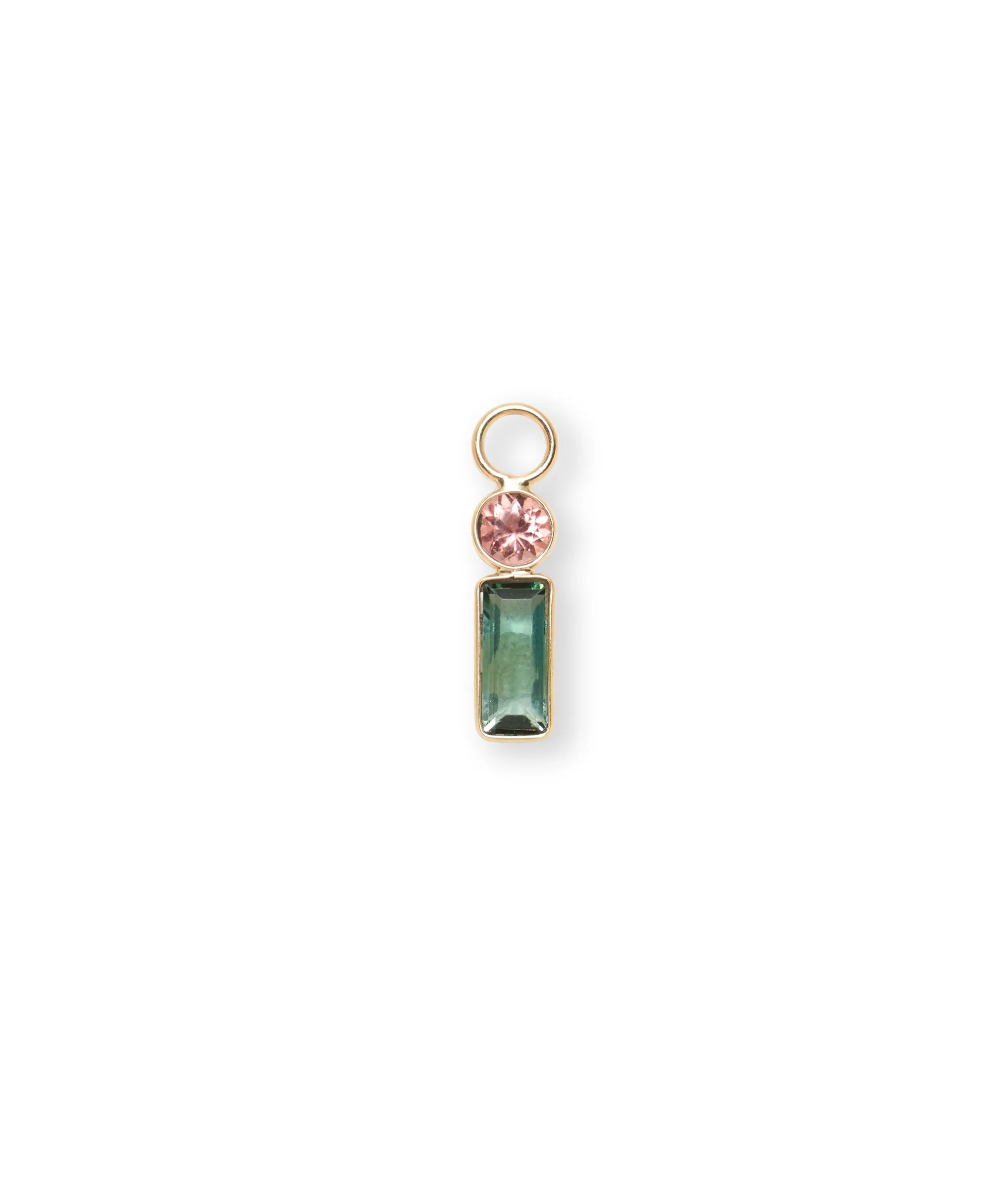 Pink Tourmaline & Green Tourmaline 14k Gold Earring Charm