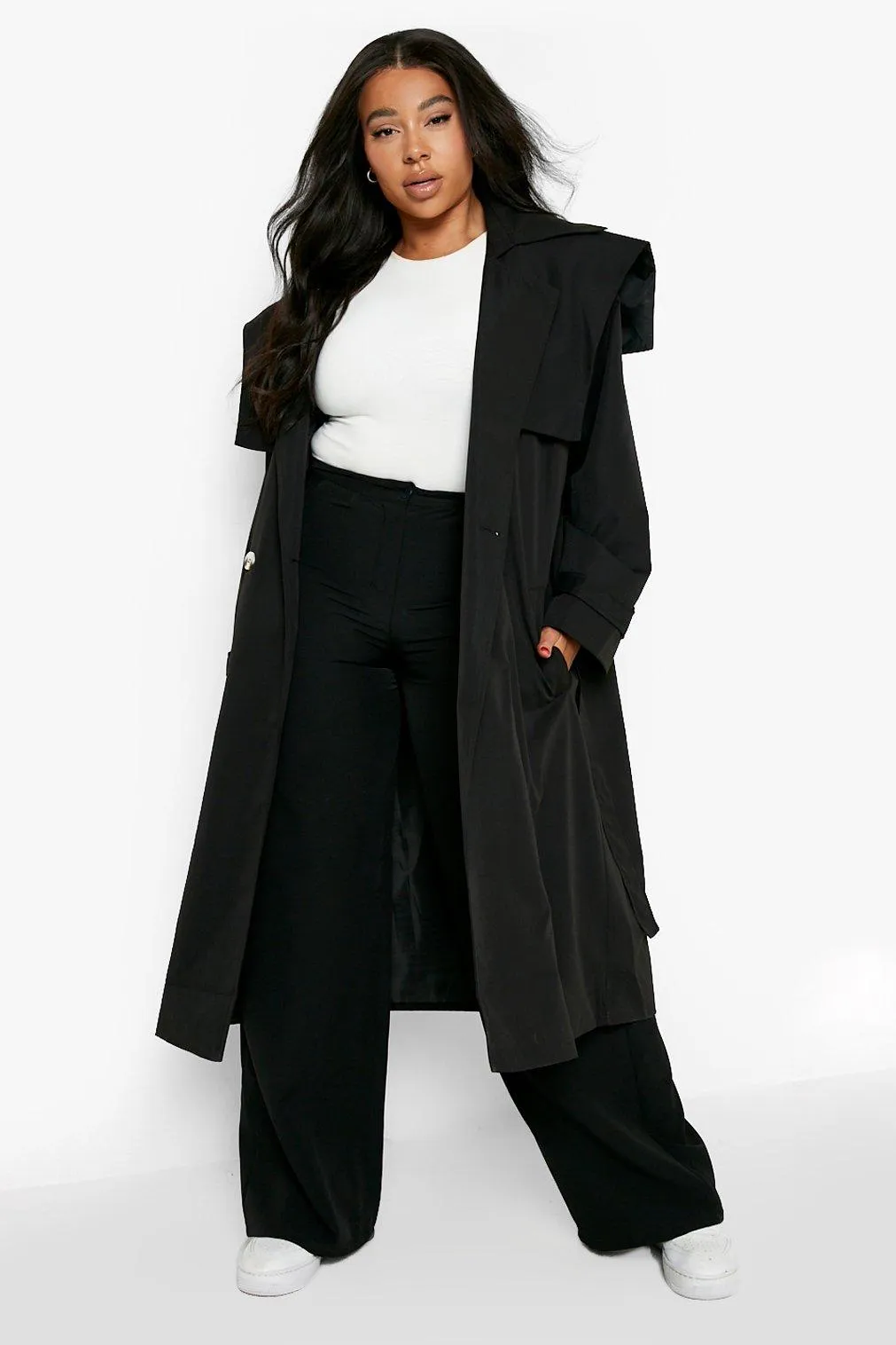 Plus Boxy Oversized Trench Coat