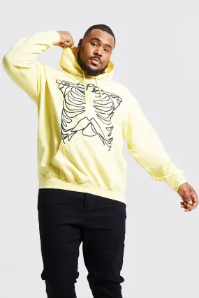 Plus Line Drawing Ribcage Print Hoodie