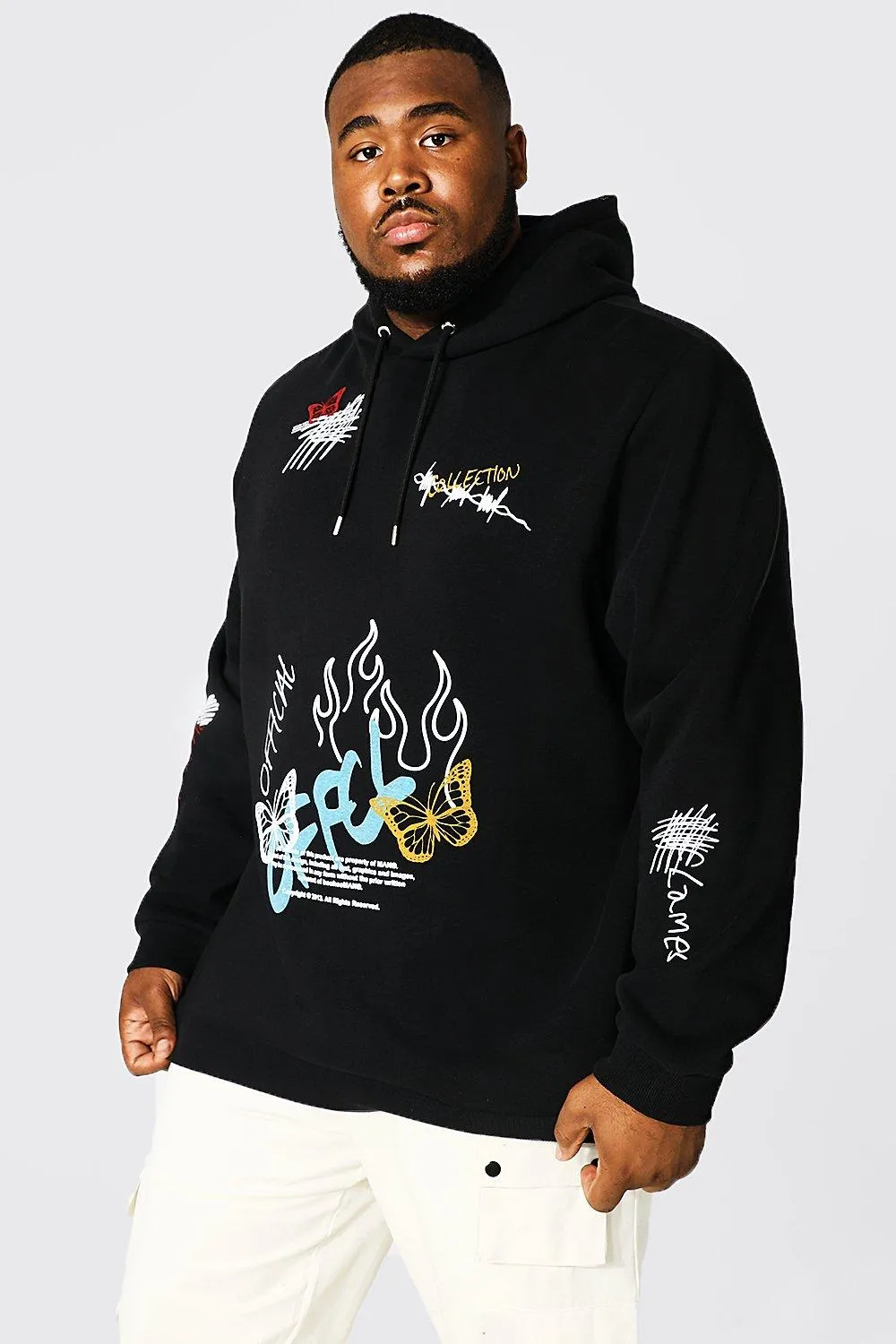 Plus Offcl Graffiti Print Hoodie