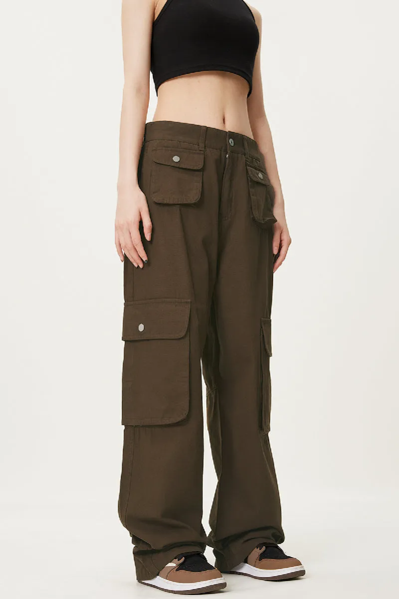 Pocketed Cargo Straight-Leg Pants