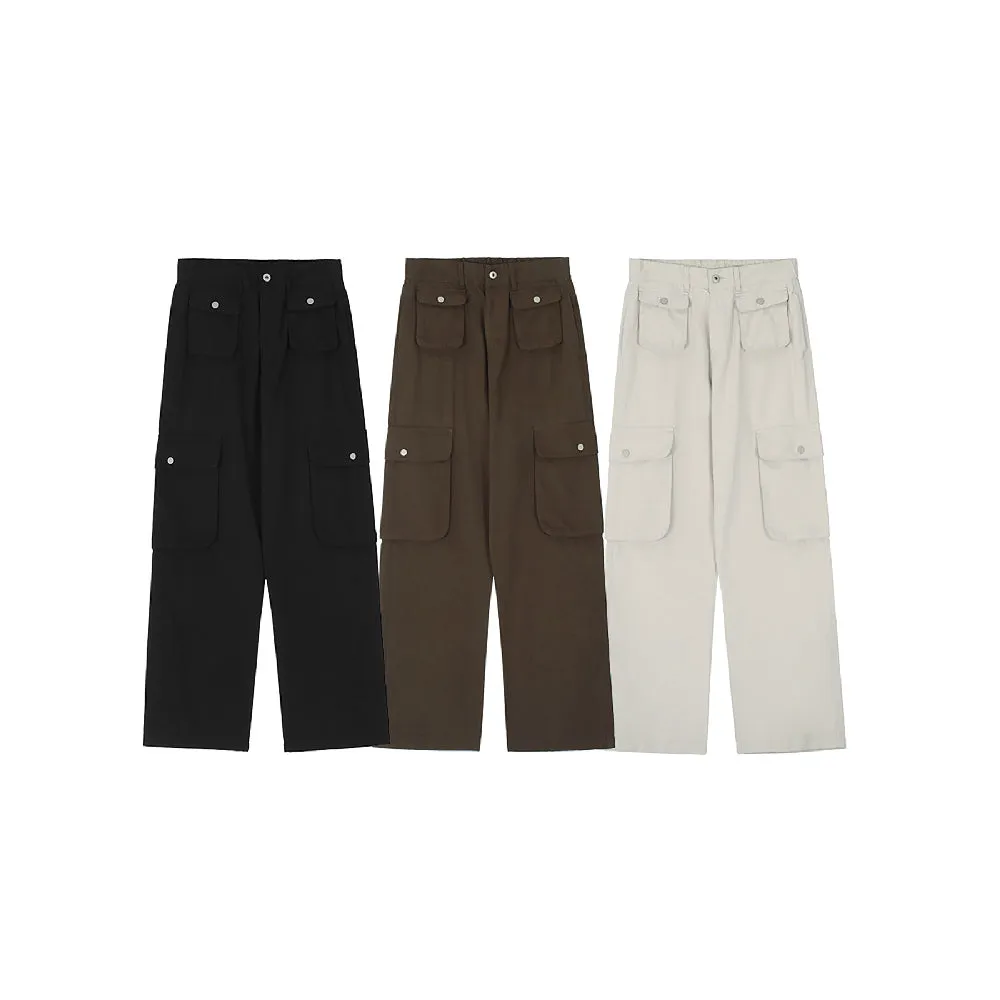 Pocketed Cargo Straight-Leg Pants