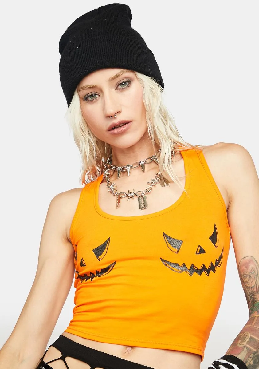 Pumpkin Face Graphic Tank-