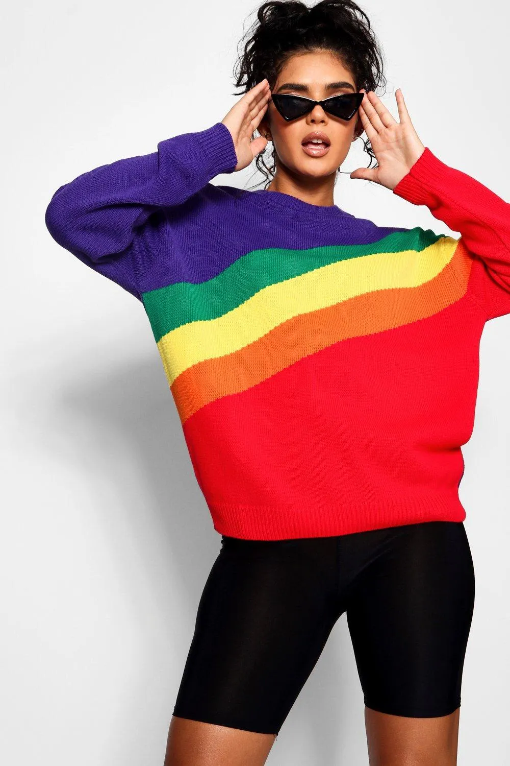 Rainbow Stripe Oversized Sweater