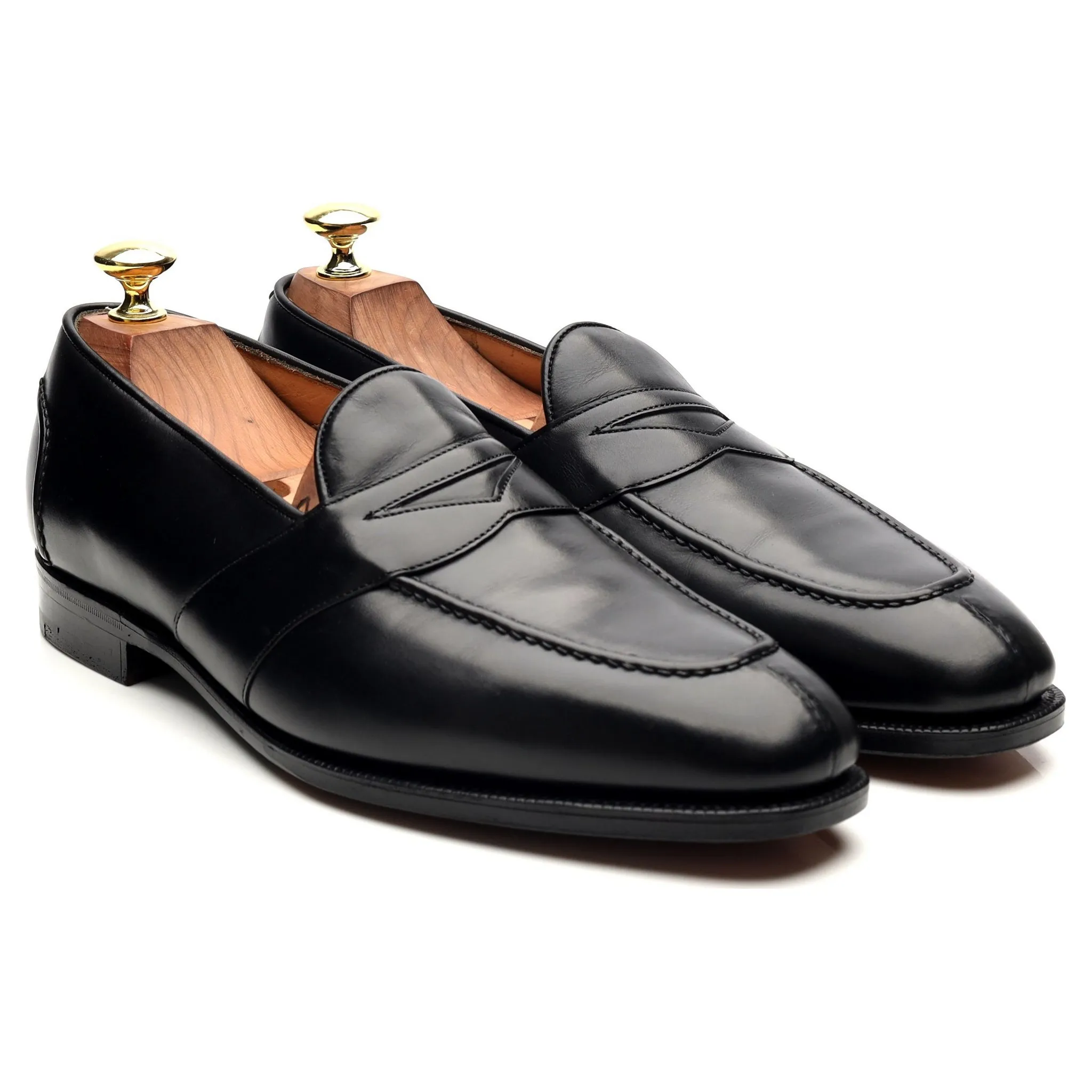 Ralph Lauren Black Leather Split Toe Loafers UK 7.5