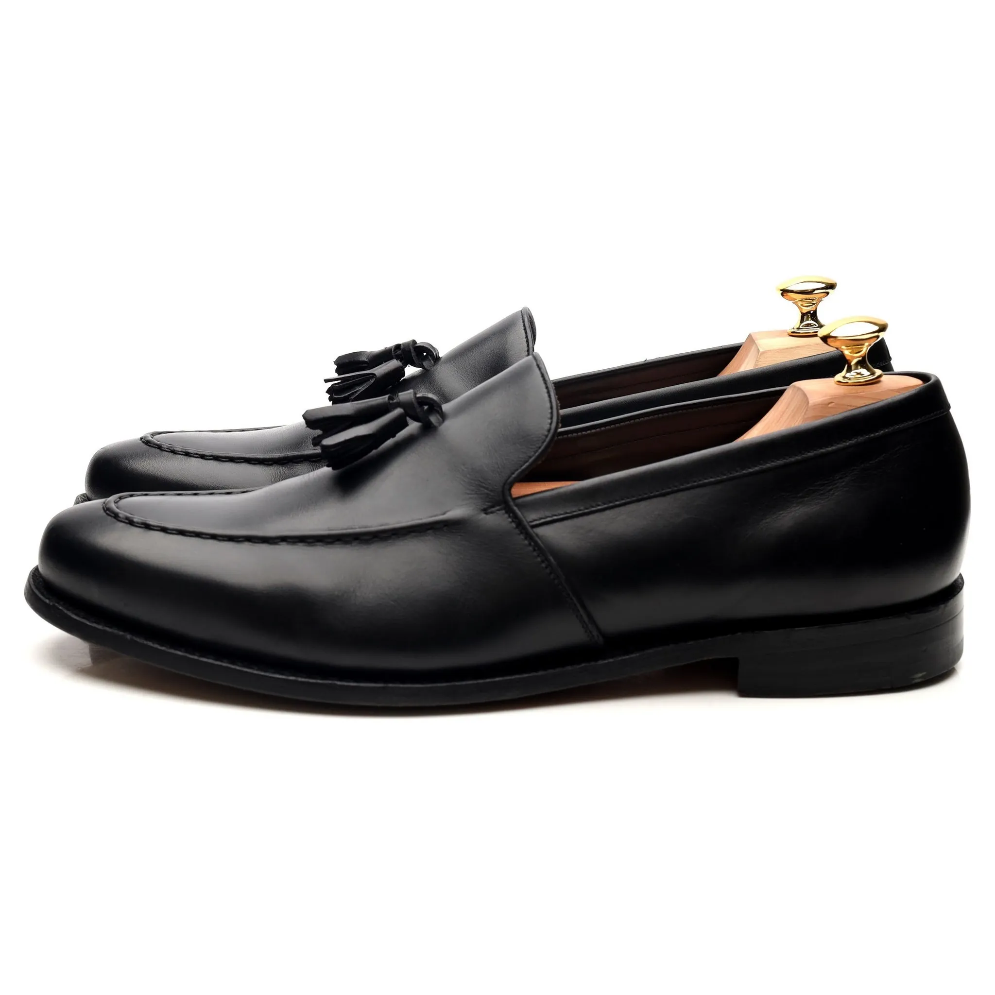 'Ramsden' Black Leather Tassel Loafers UK 11 F