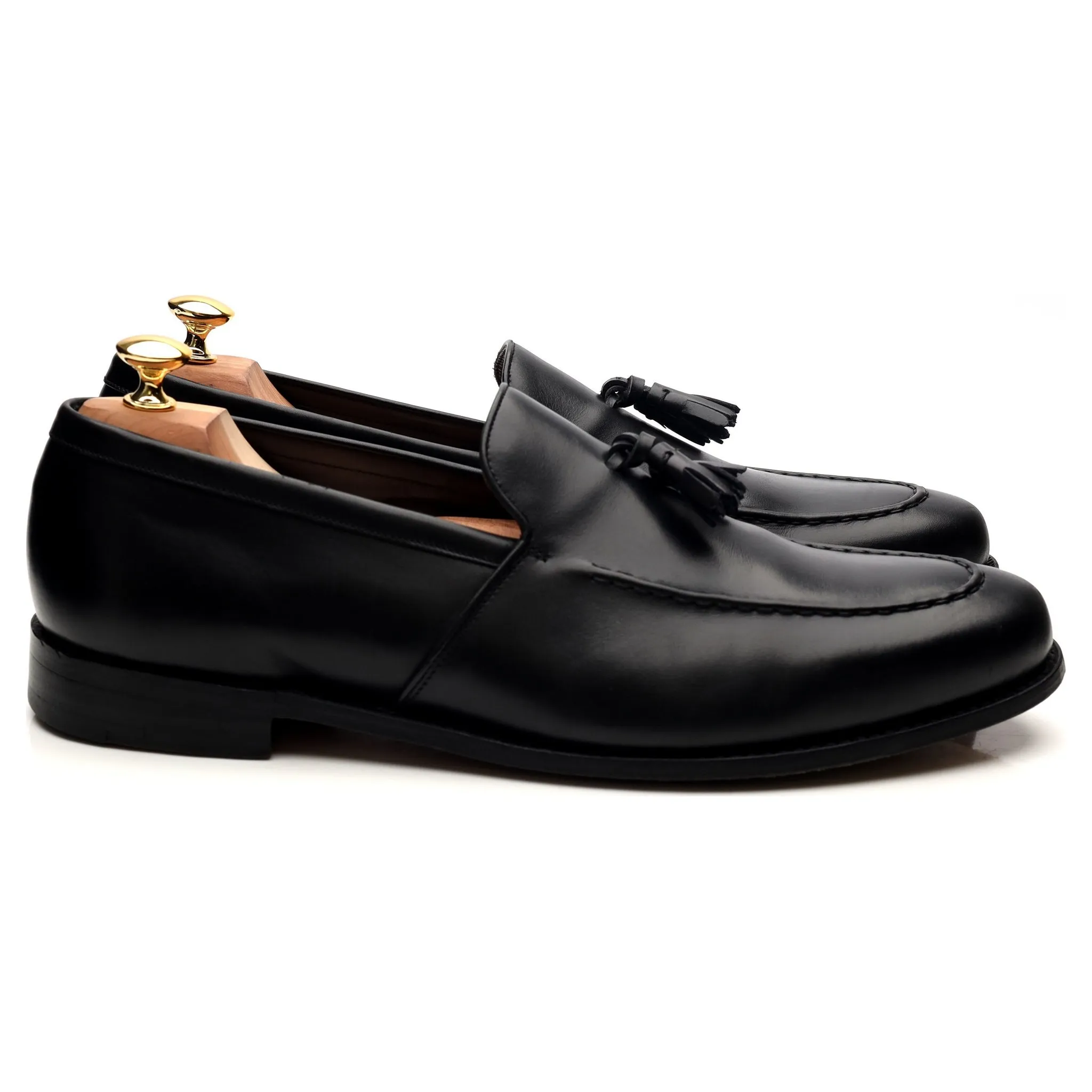 'Ramsden' Black Leather Tassel Loafers UK 11 F