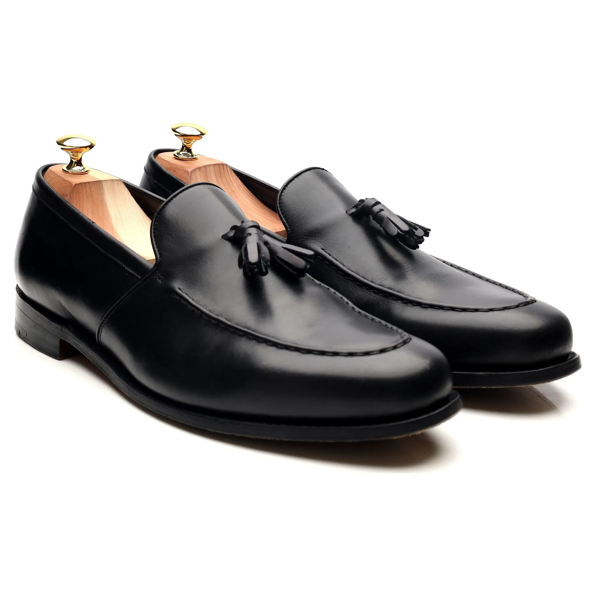 'Ramsden' Black Leather Tassel Loafers UK 11 F