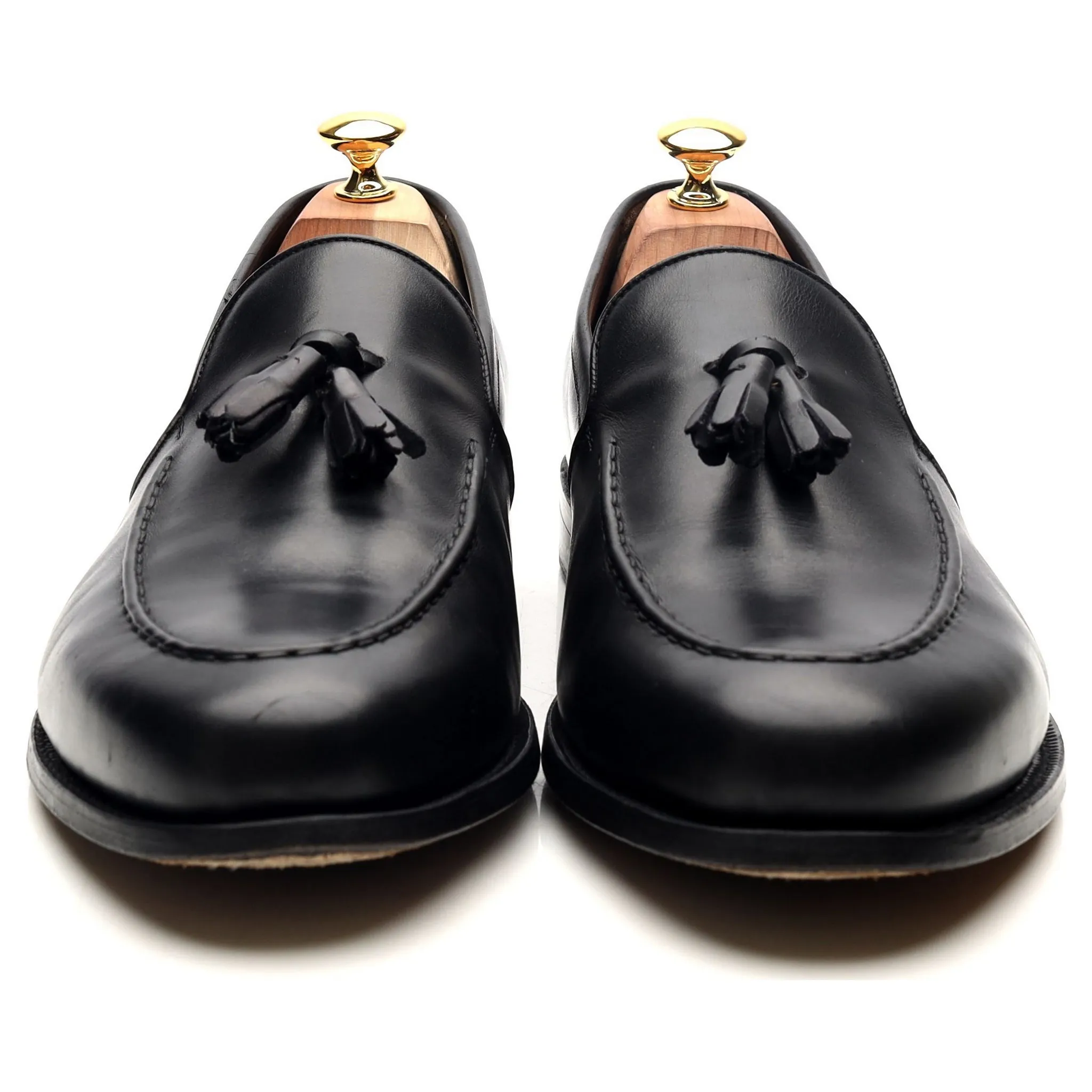 'Ramsden' Black Leather Tassel Loafers UK 11 F