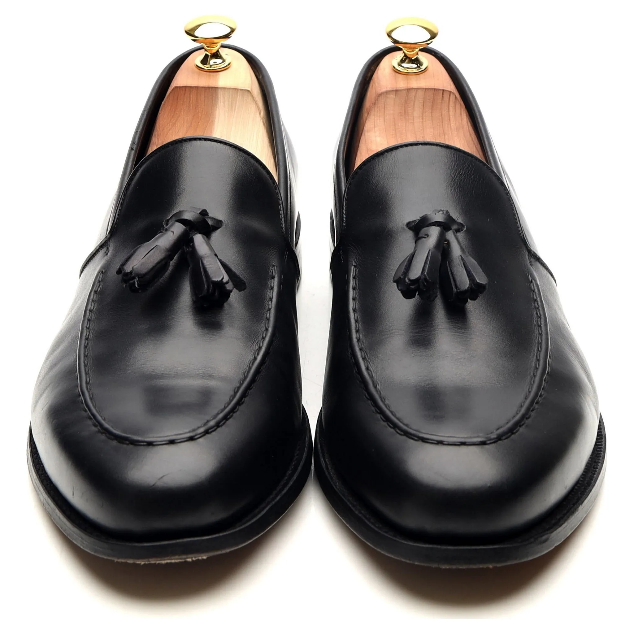 'Ramsden' Black Leather Tassel Loafers UK 11 F