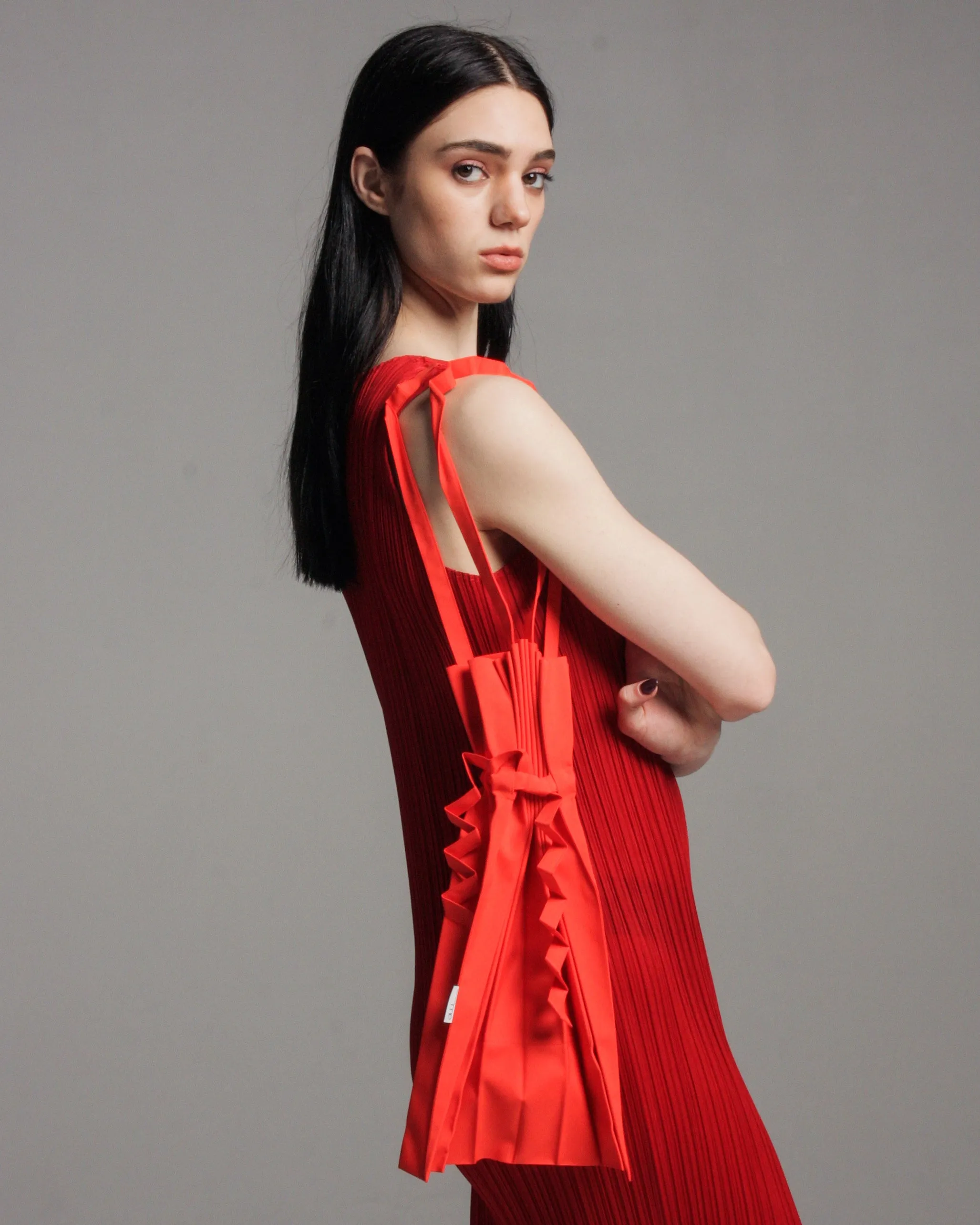 Red Tape Pleats Bag