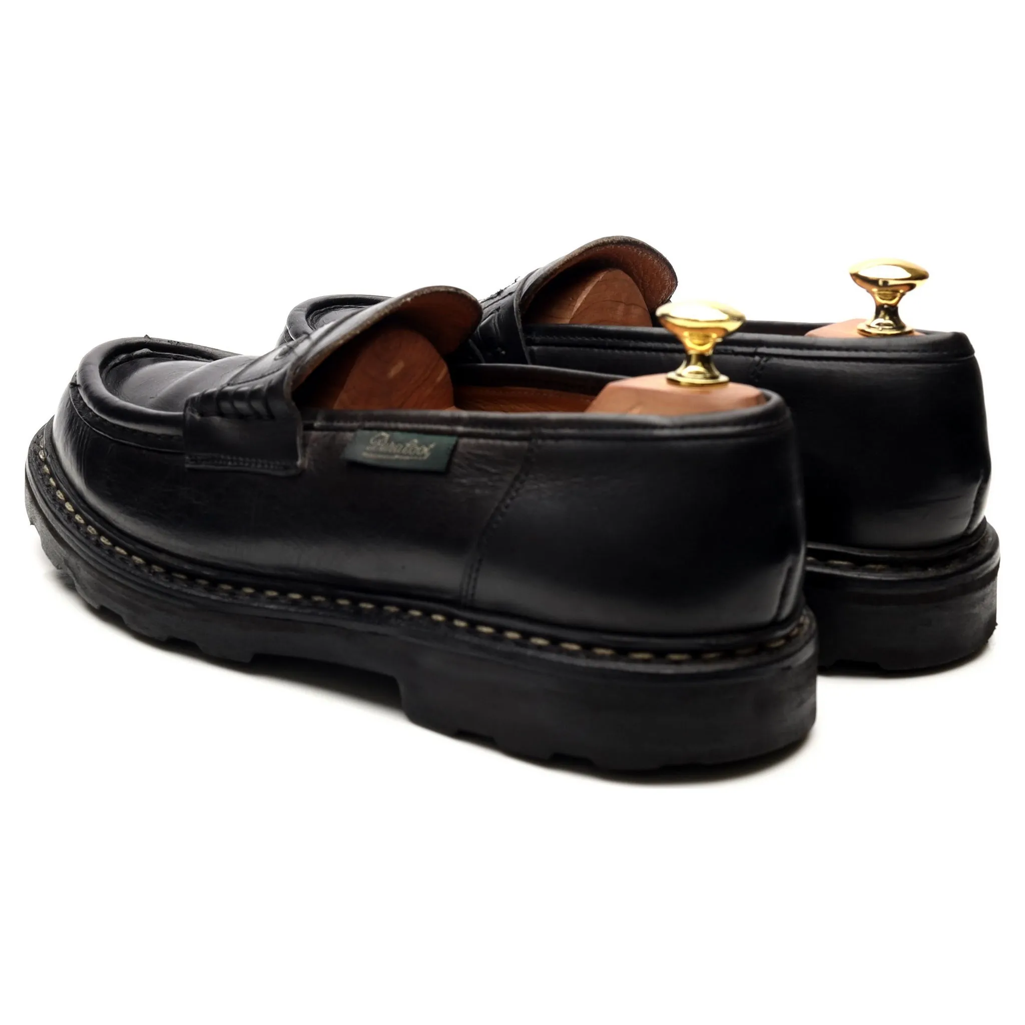 'Reims' Black Leather Loafers UK 8.5