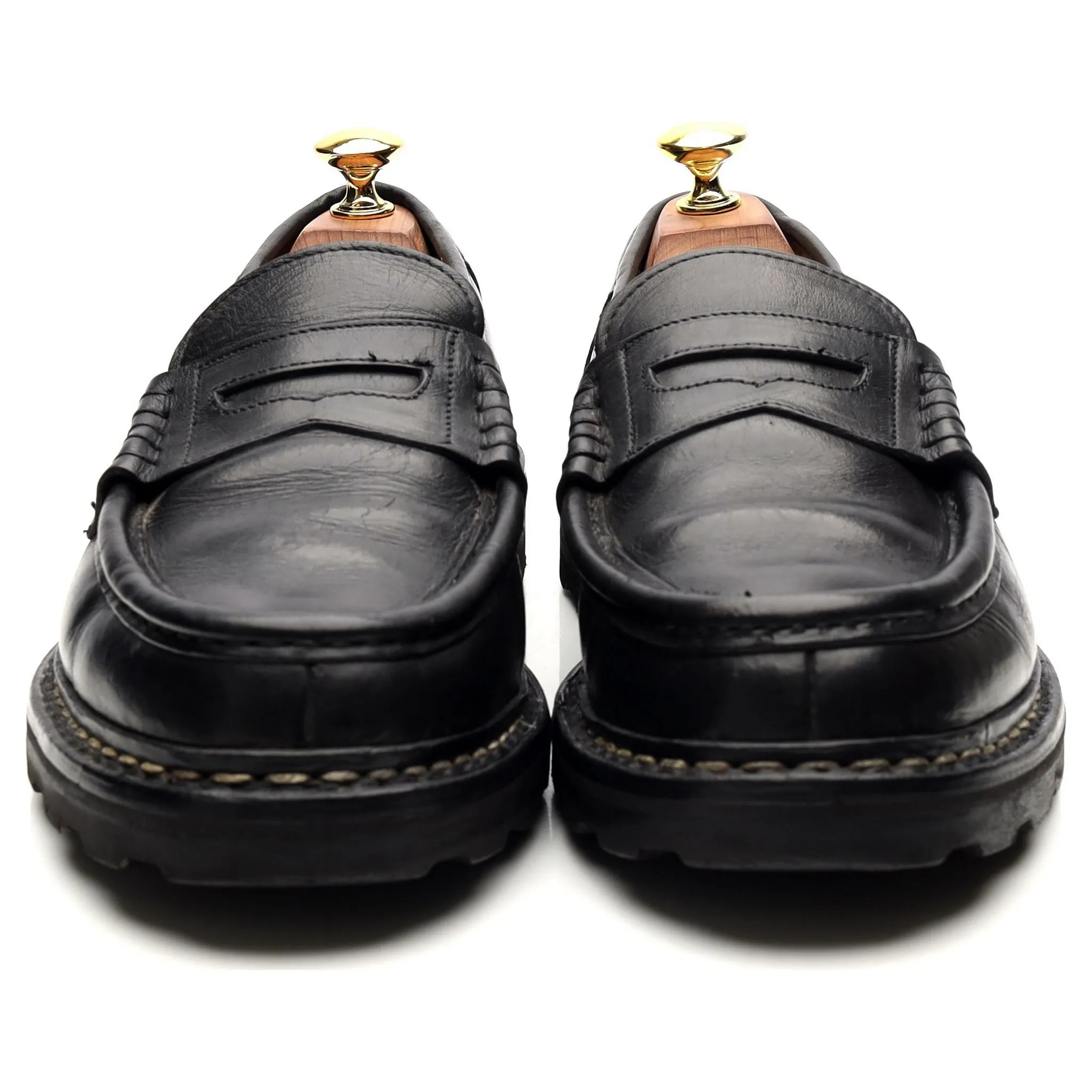 'Reims' Black Leather Loafers UK 8.5