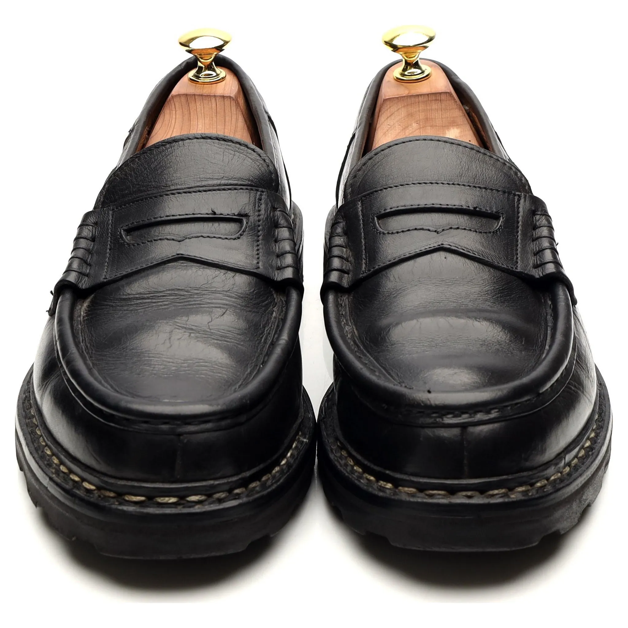 'Reims' Black Leather Loafers UK 8.5